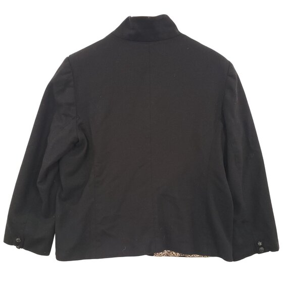 Vintage Sag Harbor Black Wool Button Up Blazer Jacket Size 16 90s Leopard Print - Picture 3 of 6